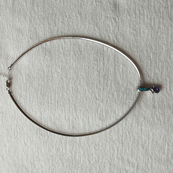 💲 SALE 💲⭐ Authentic SS Omega Chain AND Amethyst/Opal Pendant ⭐ - Picture 2 of 7